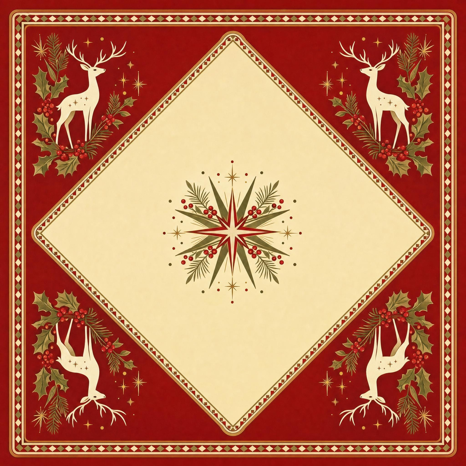 Mid-Century Christmas mahjong mat