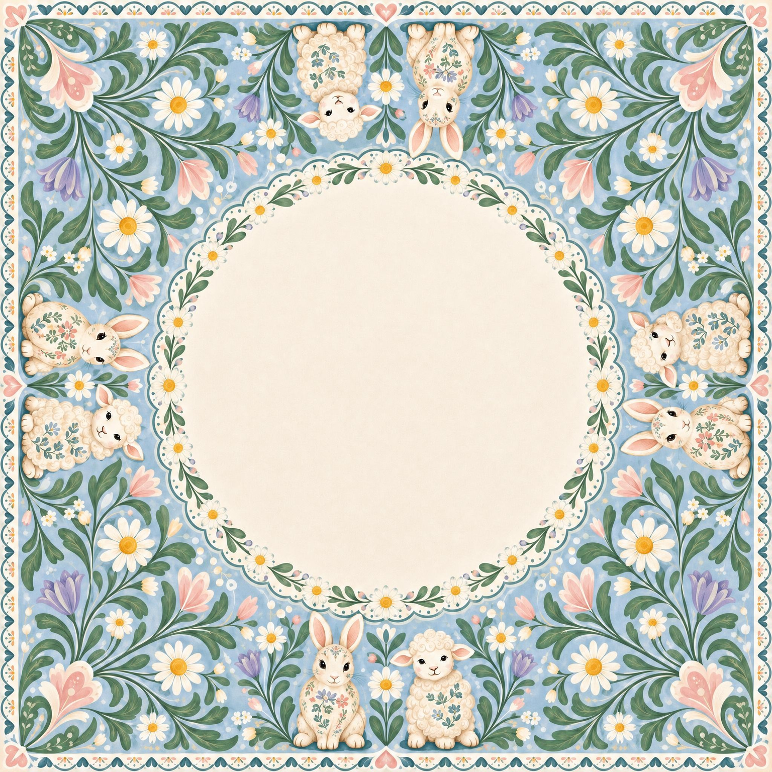 Pastel Meadow mahjong mat — complete design