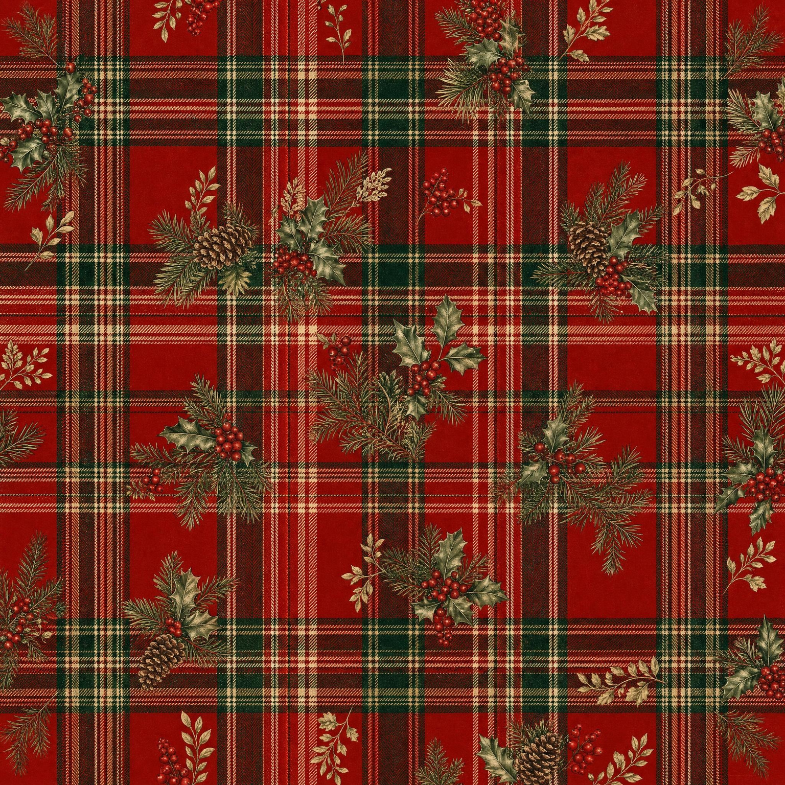 Christmas Plaid Red mahjong mat