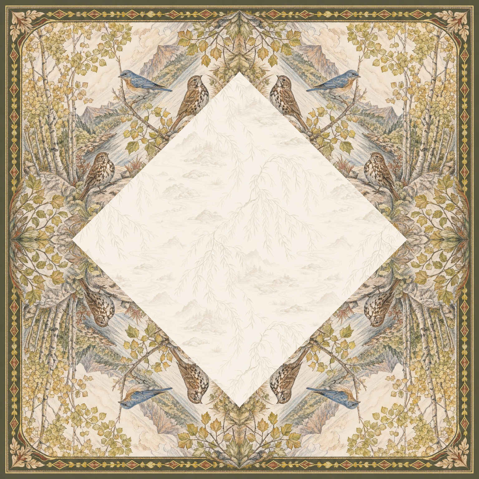 Woodland Songbirds mahjong mat