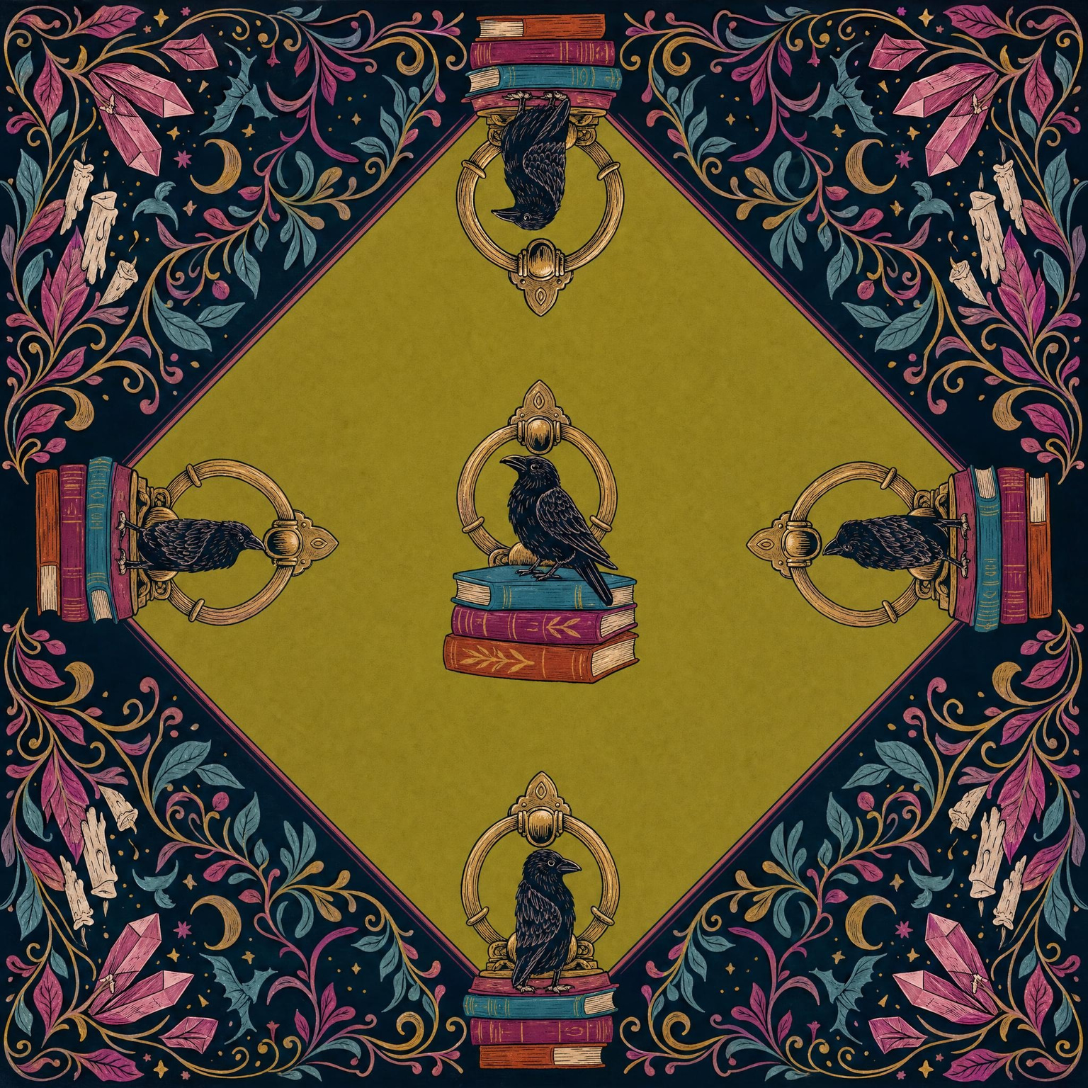 Crystal Raven mahjong mat — complete design