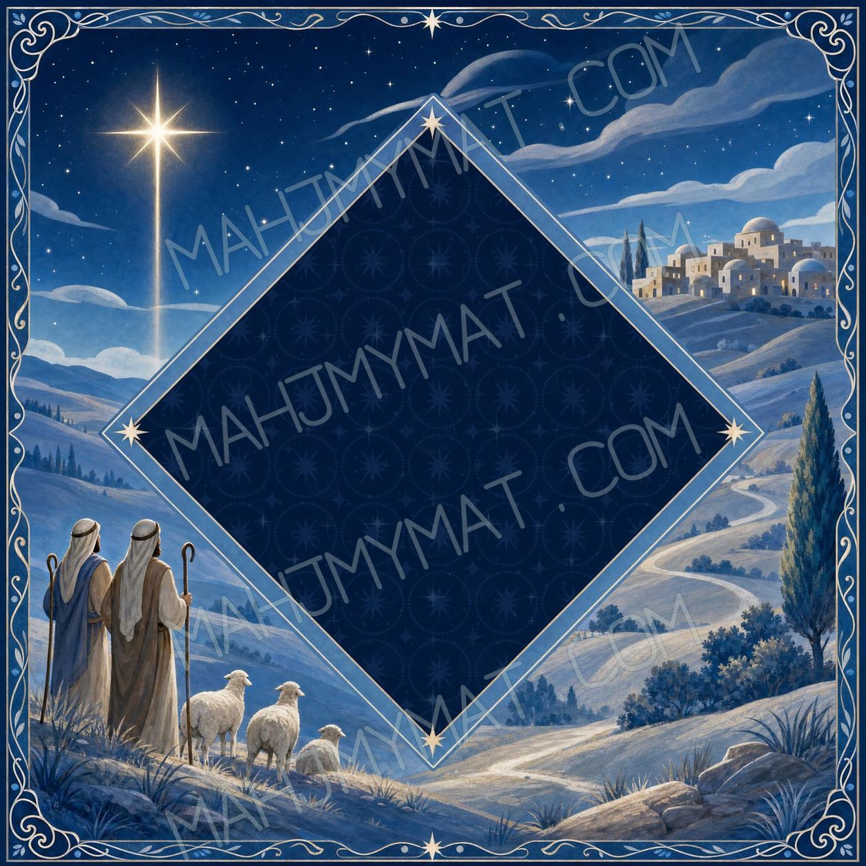 Silent Night Simple mahjong mat — complete design