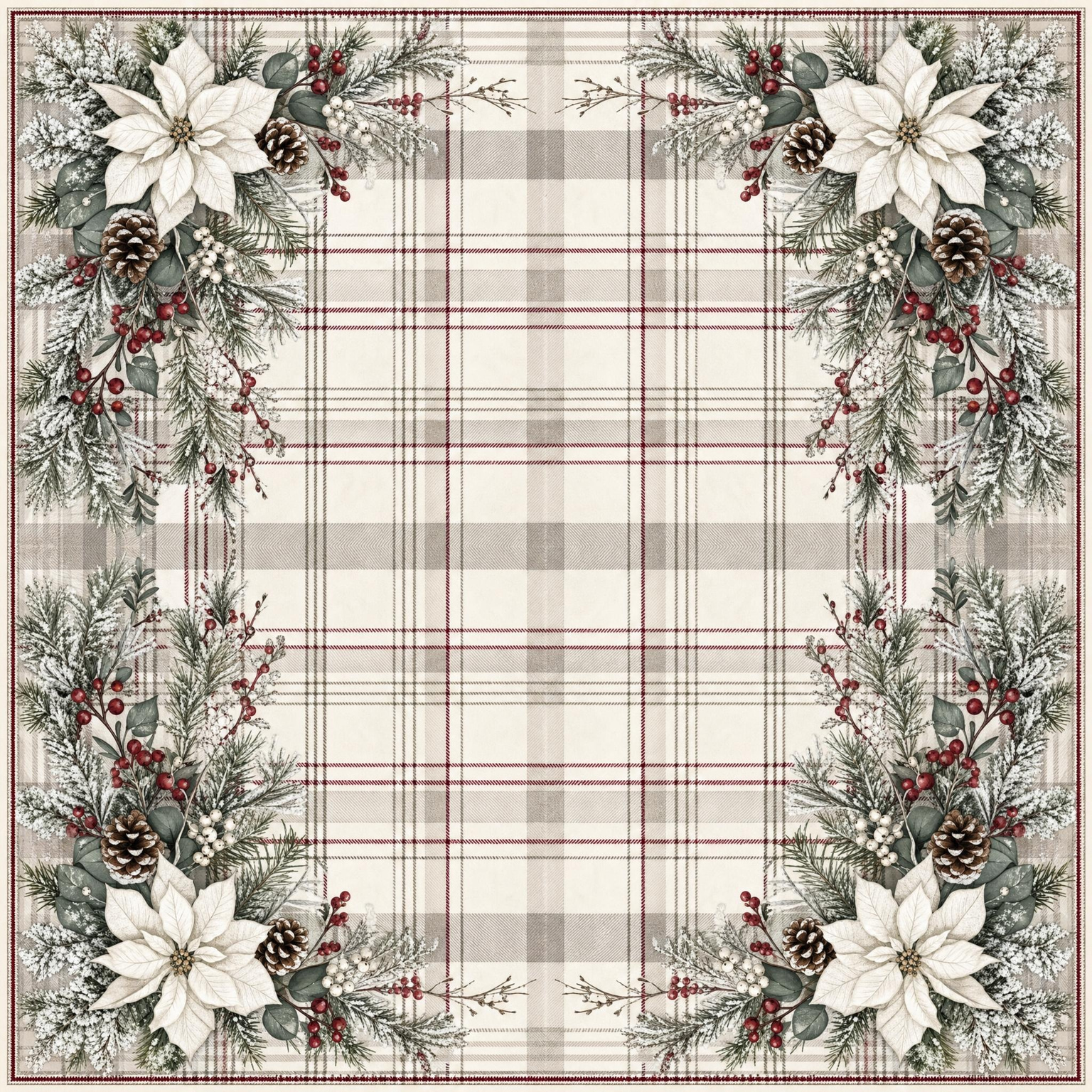 Winter White Plaid mahjong mat