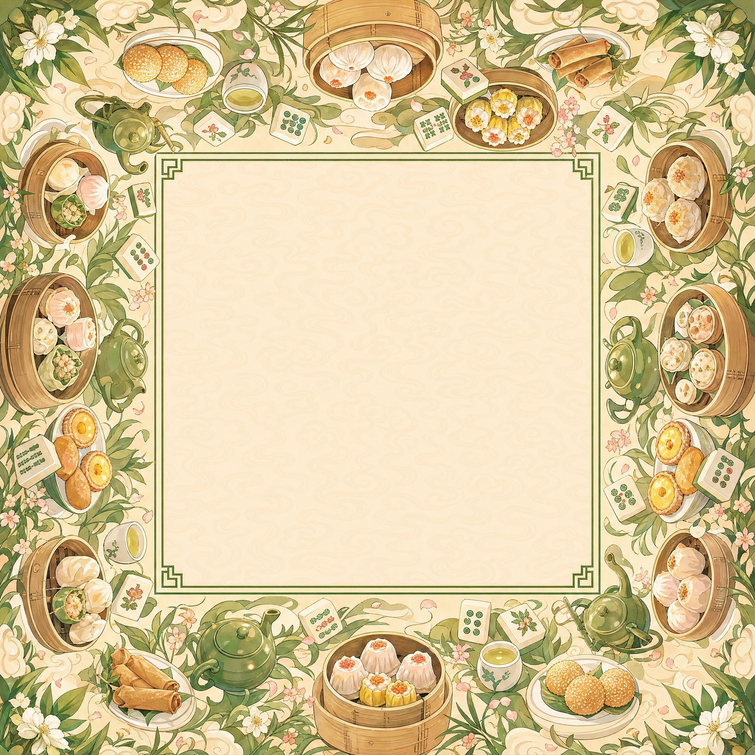 Balanced · square frame mahjong mat — complete design